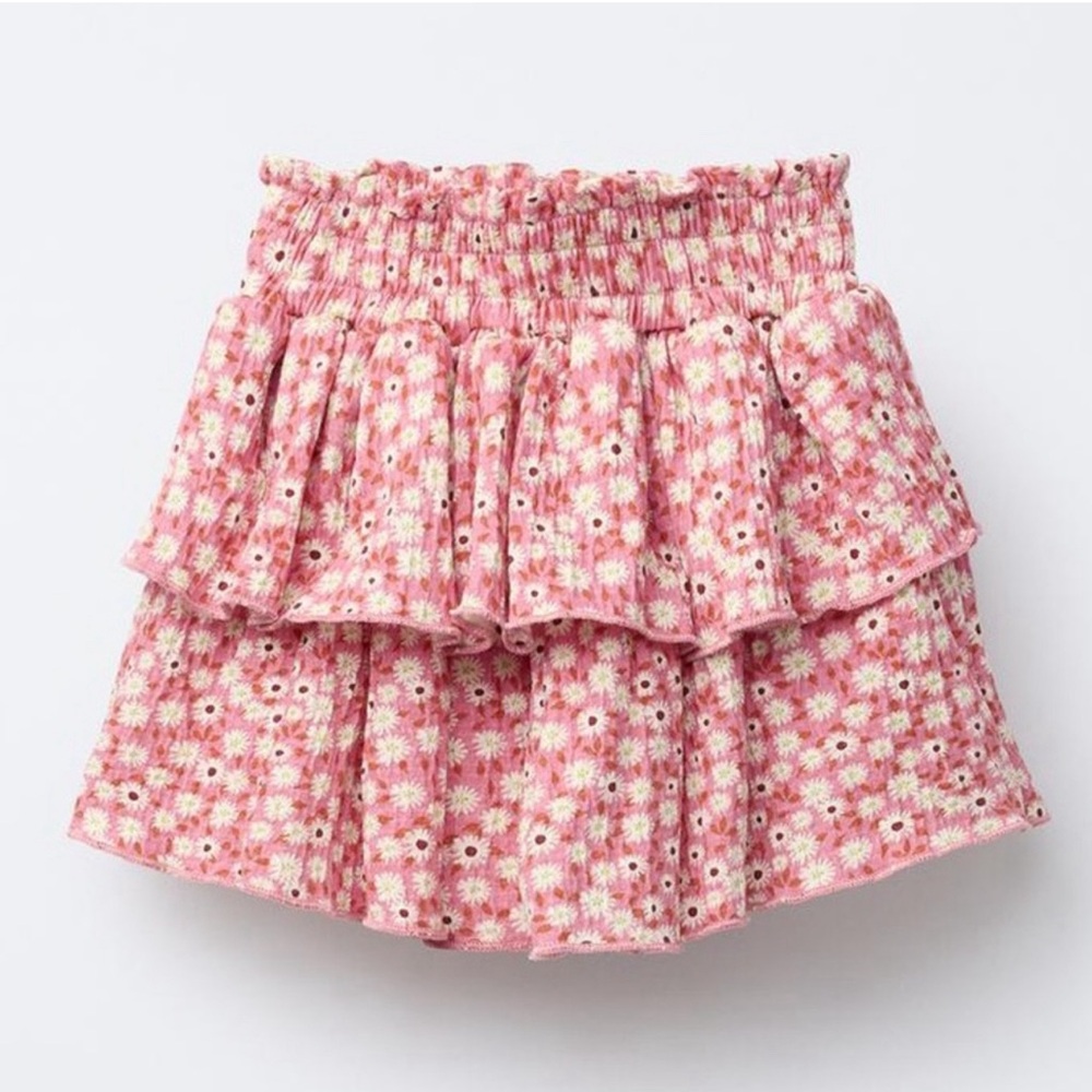 Zara Pink Floral Ruffle Skirt